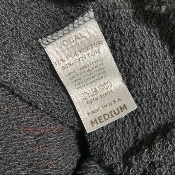 Vocal Black Rhinestone Embellished Zip Up Lightweight Cardigan Top Medium Y2K - Picture 10 of 11